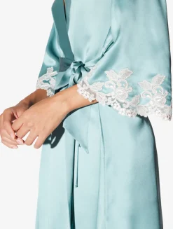Almond Silk Short Robe With Frastaglio