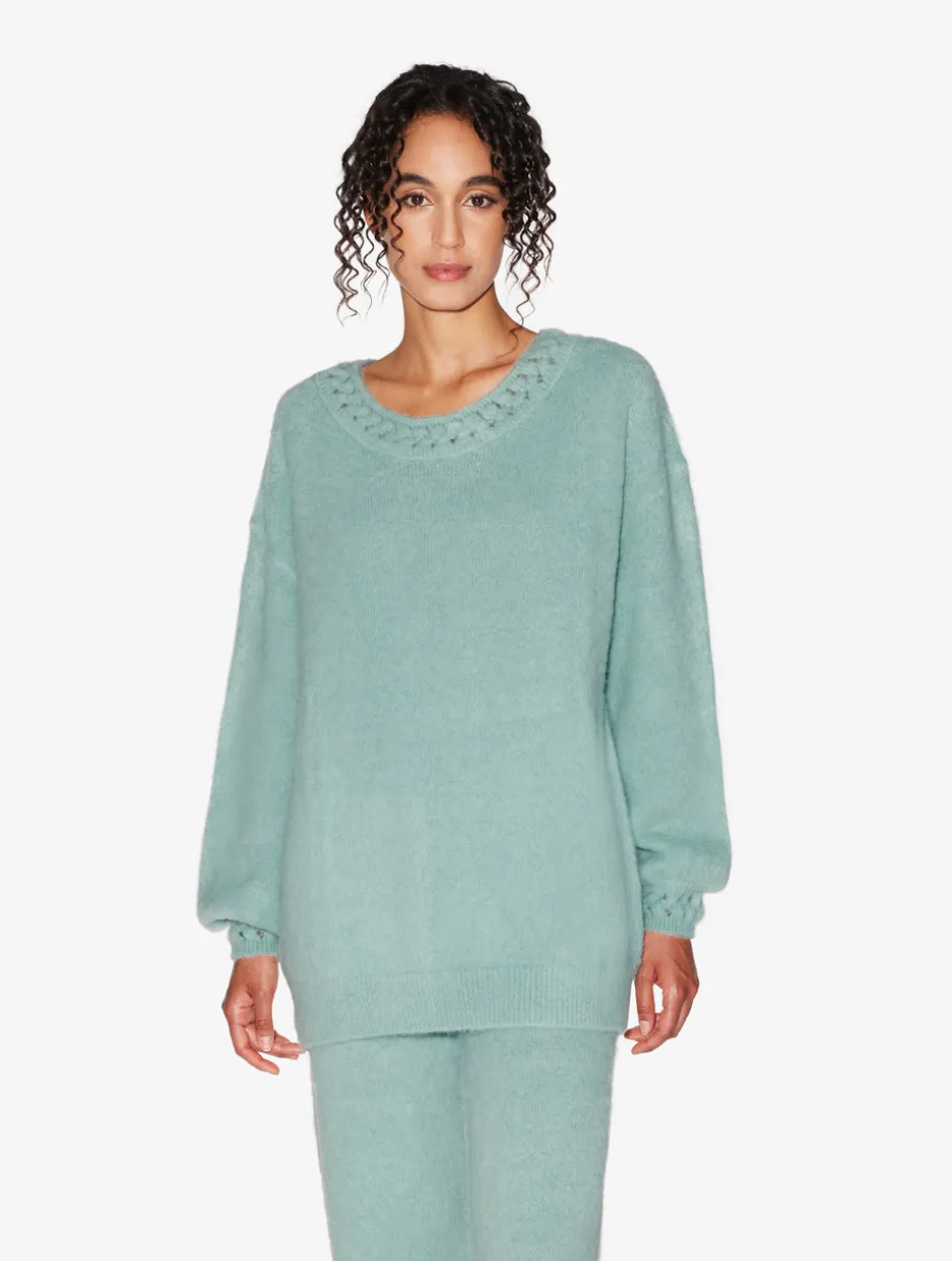 Alpaca Blend Sweater In Almond Green