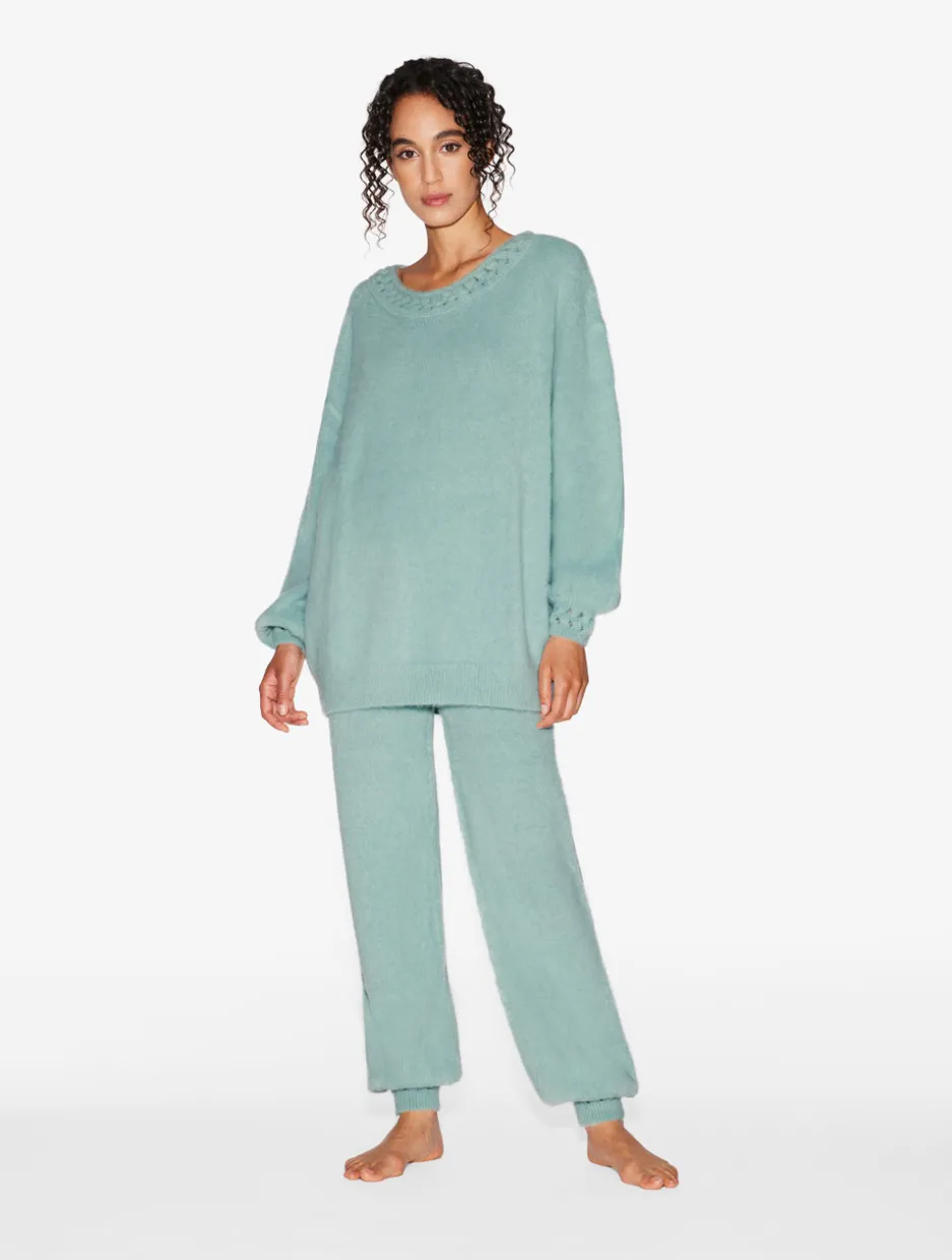 Alpaca Blend Sweater In Almond Green