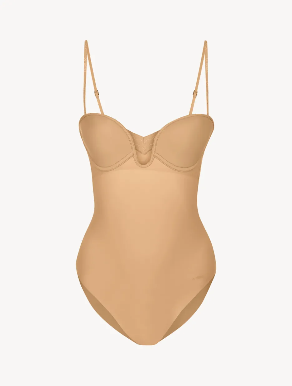 Amaretto-coloured Underwired Padded U-bra Bodysuit