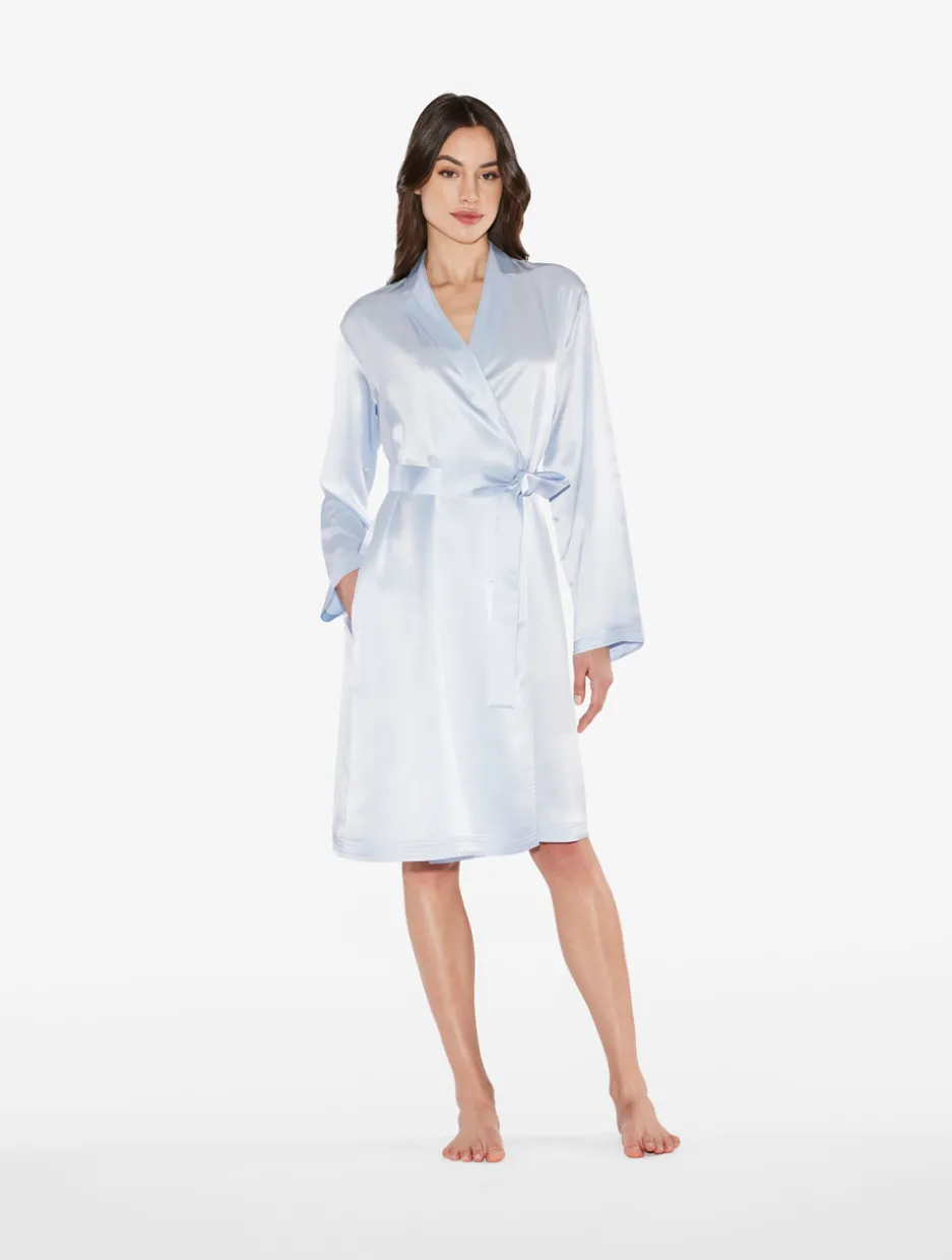 Azure Silk Short Robe