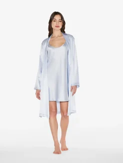 Azure Silk Short Robe