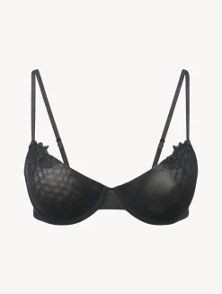 Balconette Bra In Black In Stretch Tulle