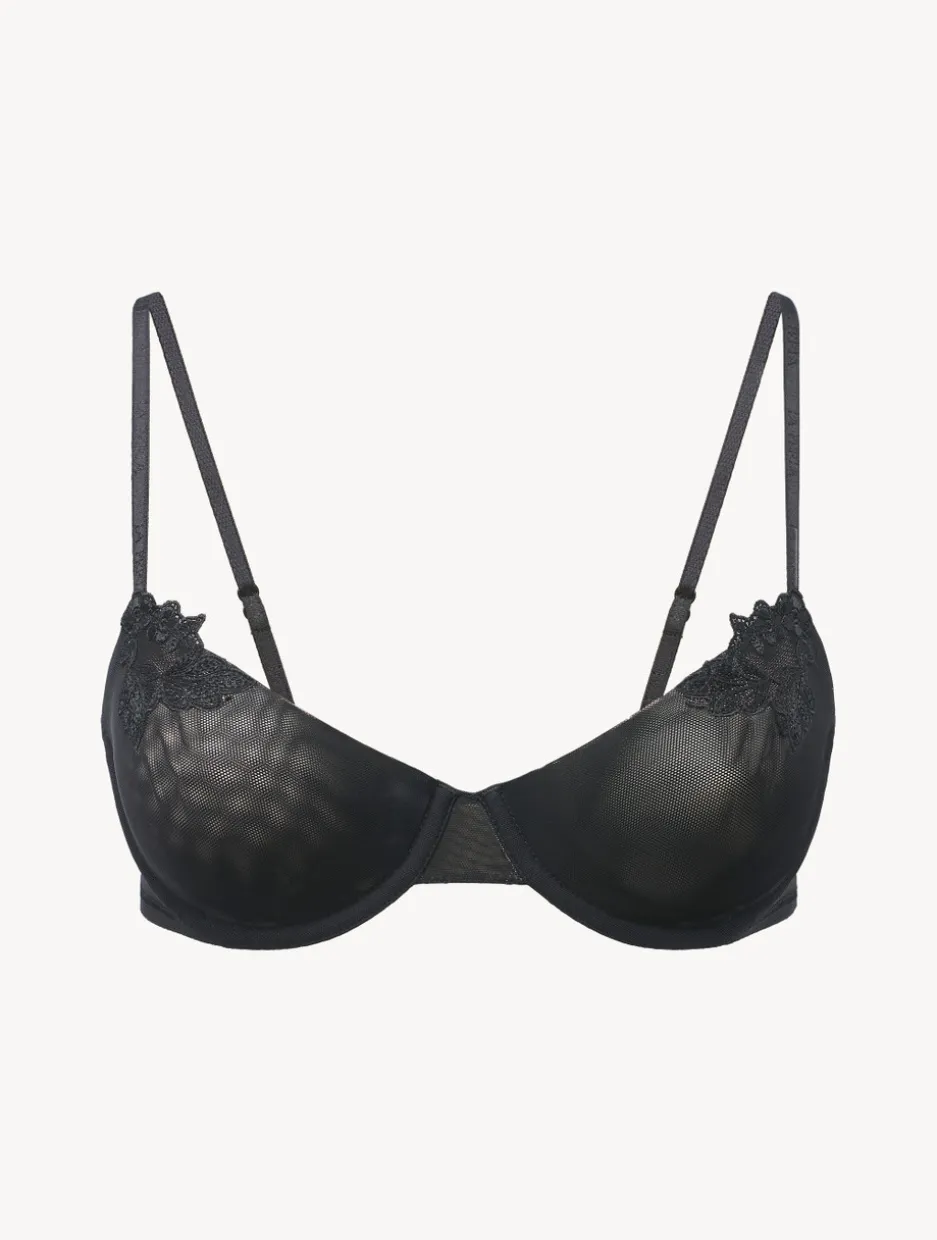 Balconette Bra In Black In Stretch Tulle