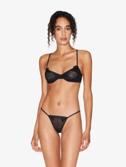 Balconette Bra In Black In Stretch Tulle