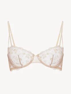 Balconette Bra In Halo And Ivory Nude With Embroidered Tulle