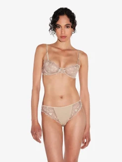 Balconette Bra In Halo And Ivory Nude With Embroidered Tulle
