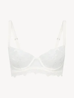 Balconette Bra In Off White With Leavers Lace