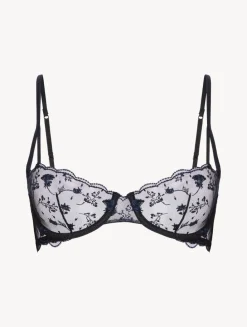 Balconette Bra In Onyx With Embroidered Tulle