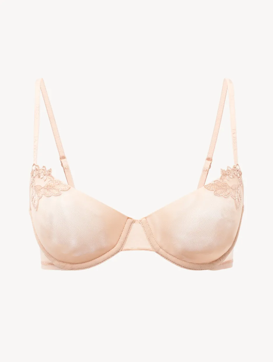 Balconette Bra In Sand Stretch Tulle