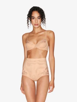 Balconette Bra In Sand Stretch Tulle