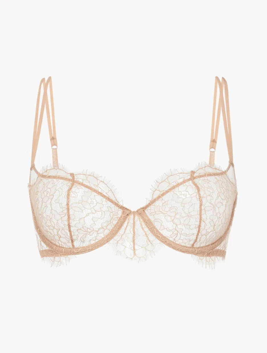 Balconette Bra With Lace In Oak Blush