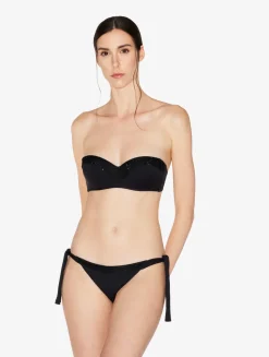 Bandeau Bikini Top In Black With Beading