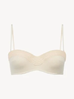 Bandeau Bikini Top In Champagne With Beading