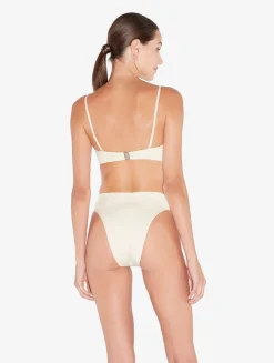 Bandeau Bikini Top In Champagne With Beading
