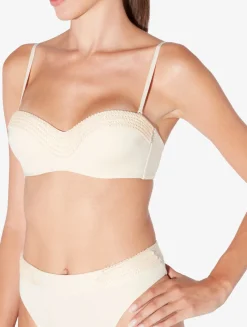 Bandeau Bikini Top In Champagne With Beading