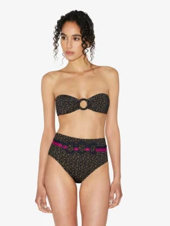 Bandeau Bikini Top In Dark Green And Black