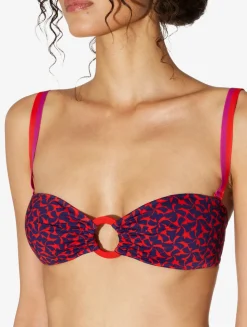 Bandeau Bikini Top In Red And Blue