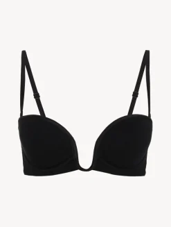 Bandeau Bra In Onyx With Embroidered Tulle