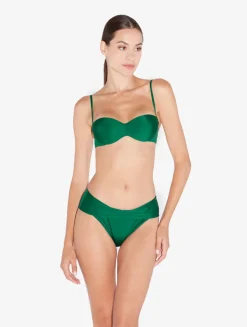 Bikini Brief In Green With Draped Waist
