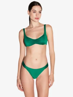 Bikini Brief In Green With Pleat Detailing