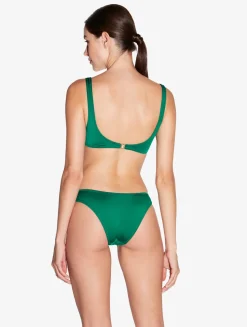 Bikini Brief In Green With Pleat Detailing