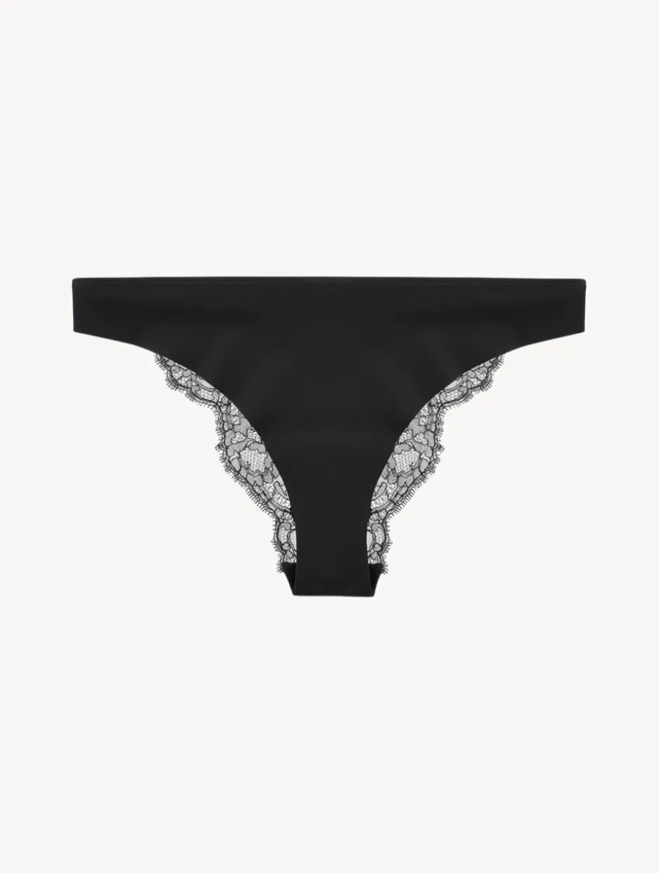 Black Brazilian Brief With Chantilly Lace