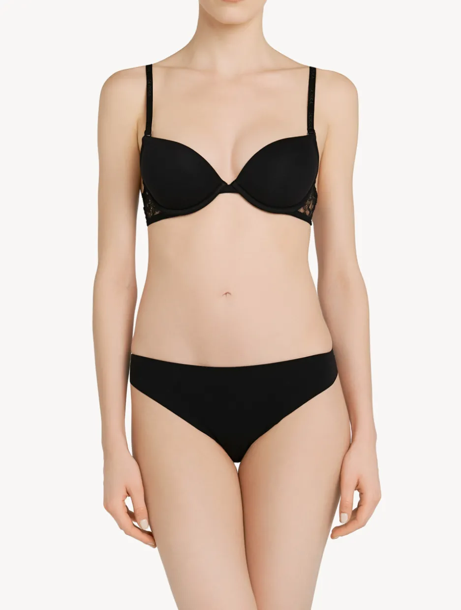 Black Brazilian Brief With Chantilly Lace
