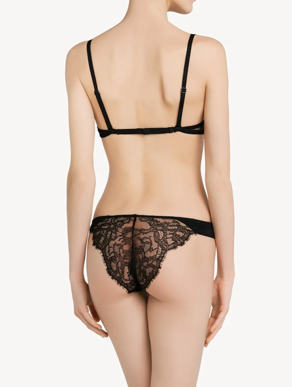 Black Brazilian Brief With Chantilly Lace