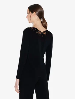 Black Cotton Long-sleeved Top