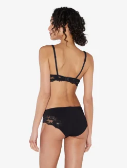 Black Cotton Mid-rise Briefs