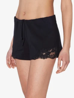 Black Cotton Sleep Shorts