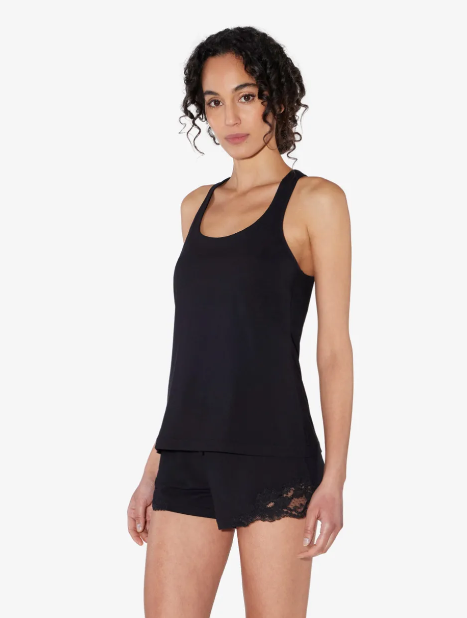 Black Cotton Vest Top