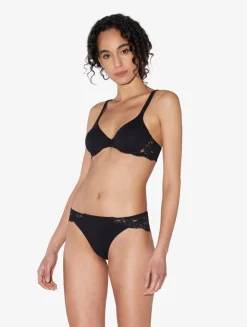 Black Lace And Cotton Underwired Bra