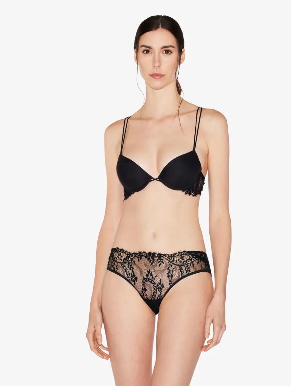 Black Leavers Lace Medium Briefs