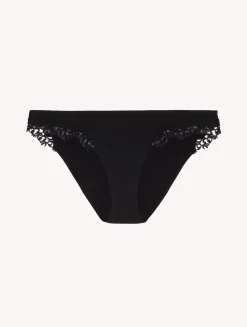 Black Low Rise Briefs With Macramé