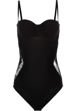 Black Lycra Control Fit Body With Chantilly Lace