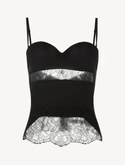 Black Lycra Corset With Chantilly Lace
