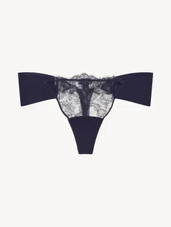 Black Lycra Thong With Chantilly Lace