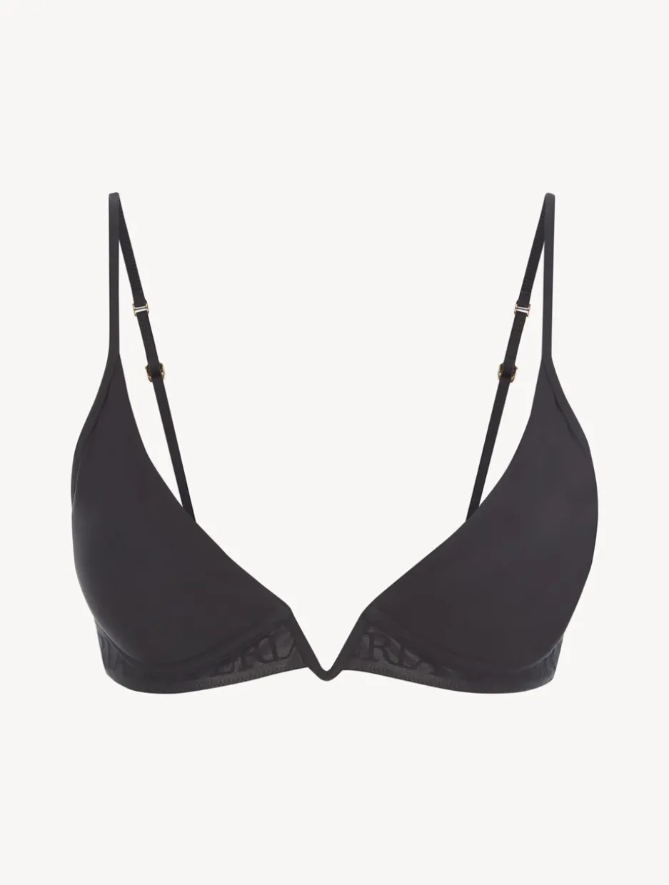 Black Non-wired Padded Triangle V-bra