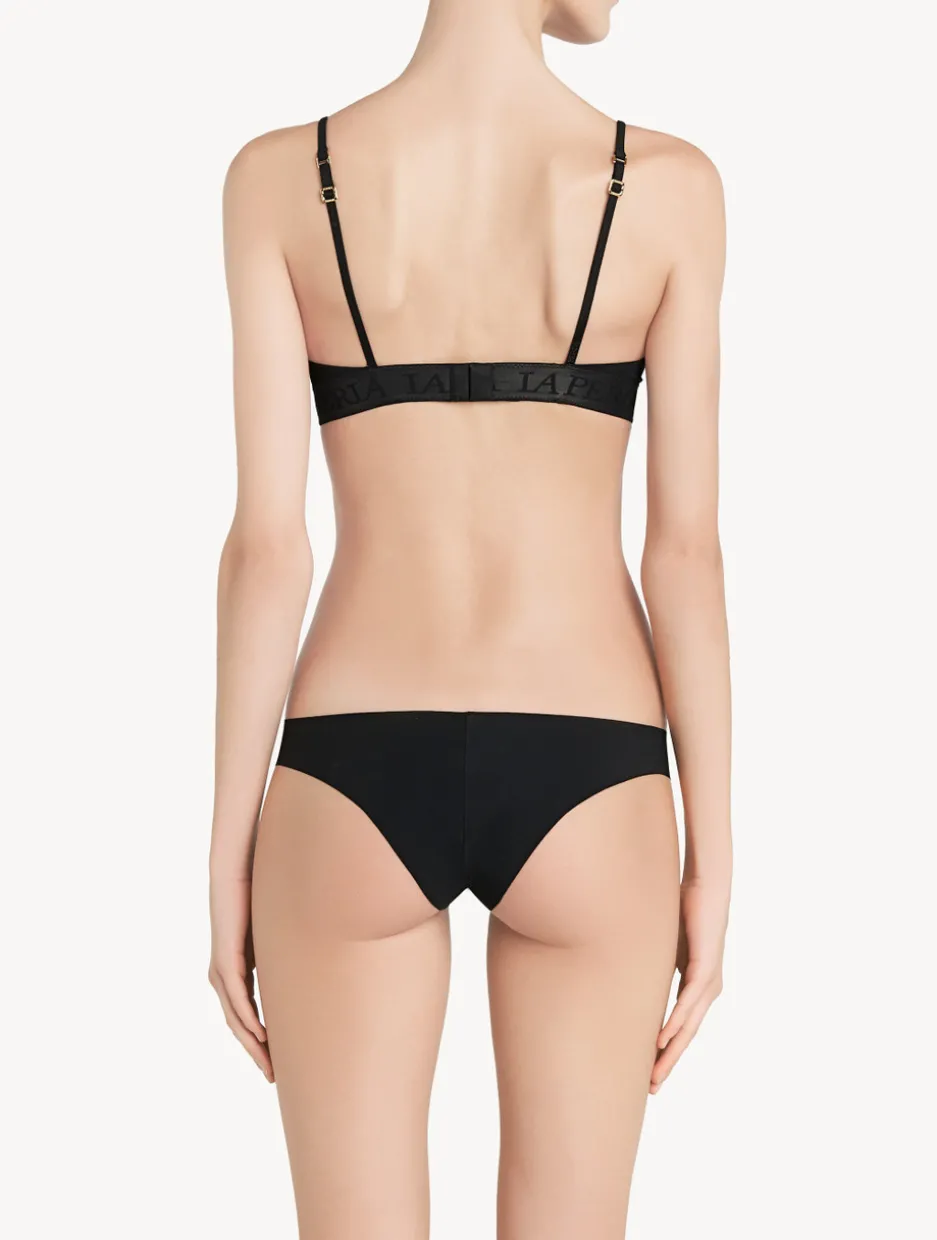 Black Non-wired Padded Triangle V-bra