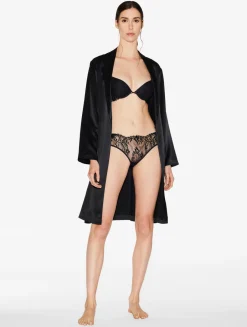 Black Padded Push-up Bra With Leavers Lace Trim