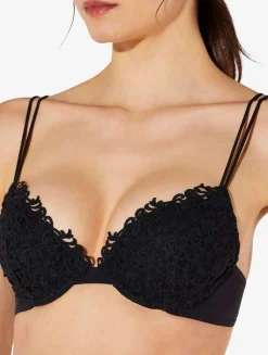 Black Push-up Bra With Macramé