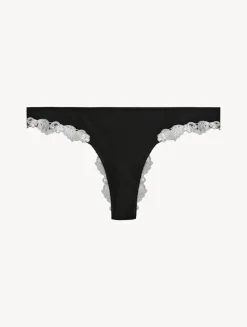 Black Silk Brazilian Briefs With Ivory Frastaglio