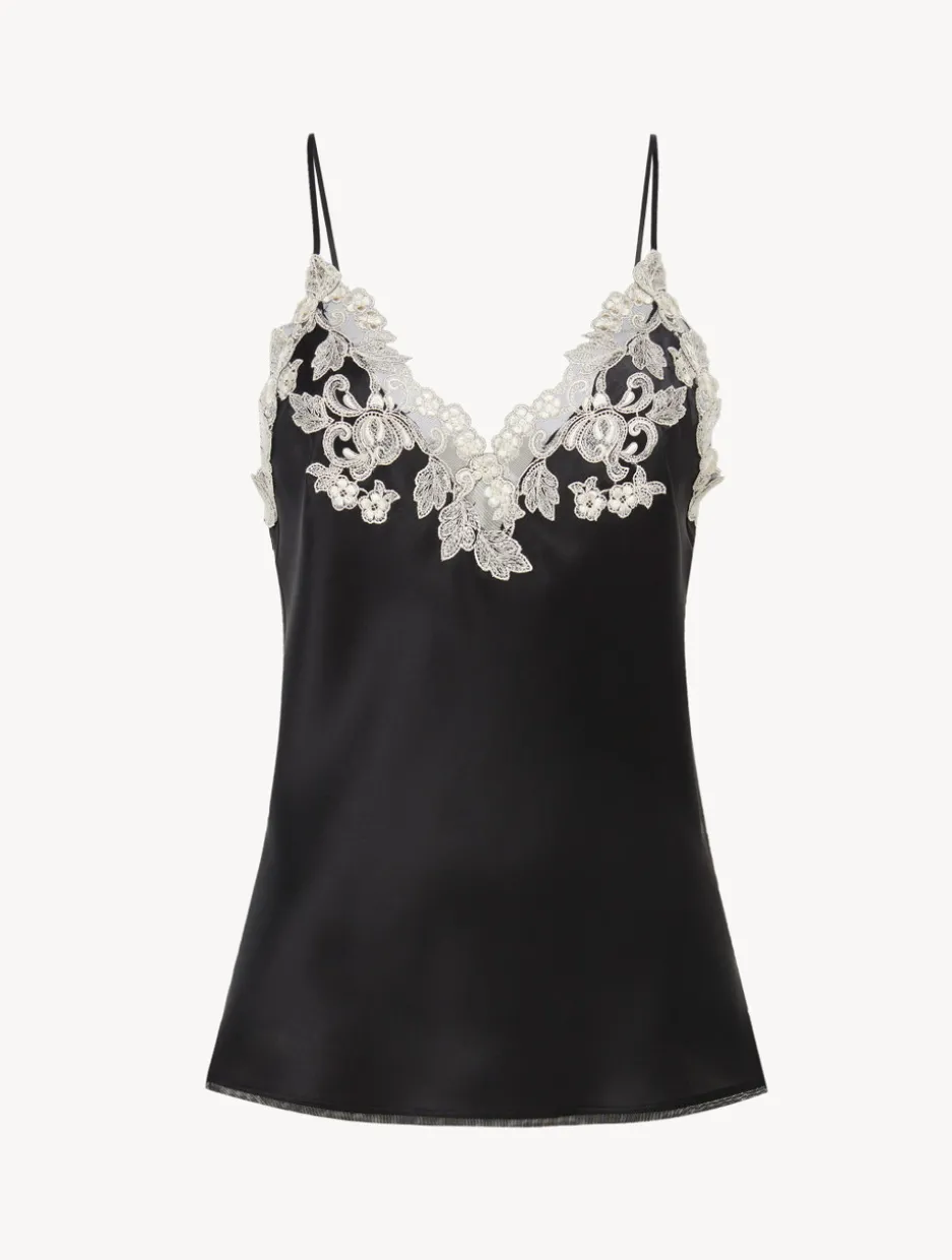 Black Silk Camisole With Frastaglio