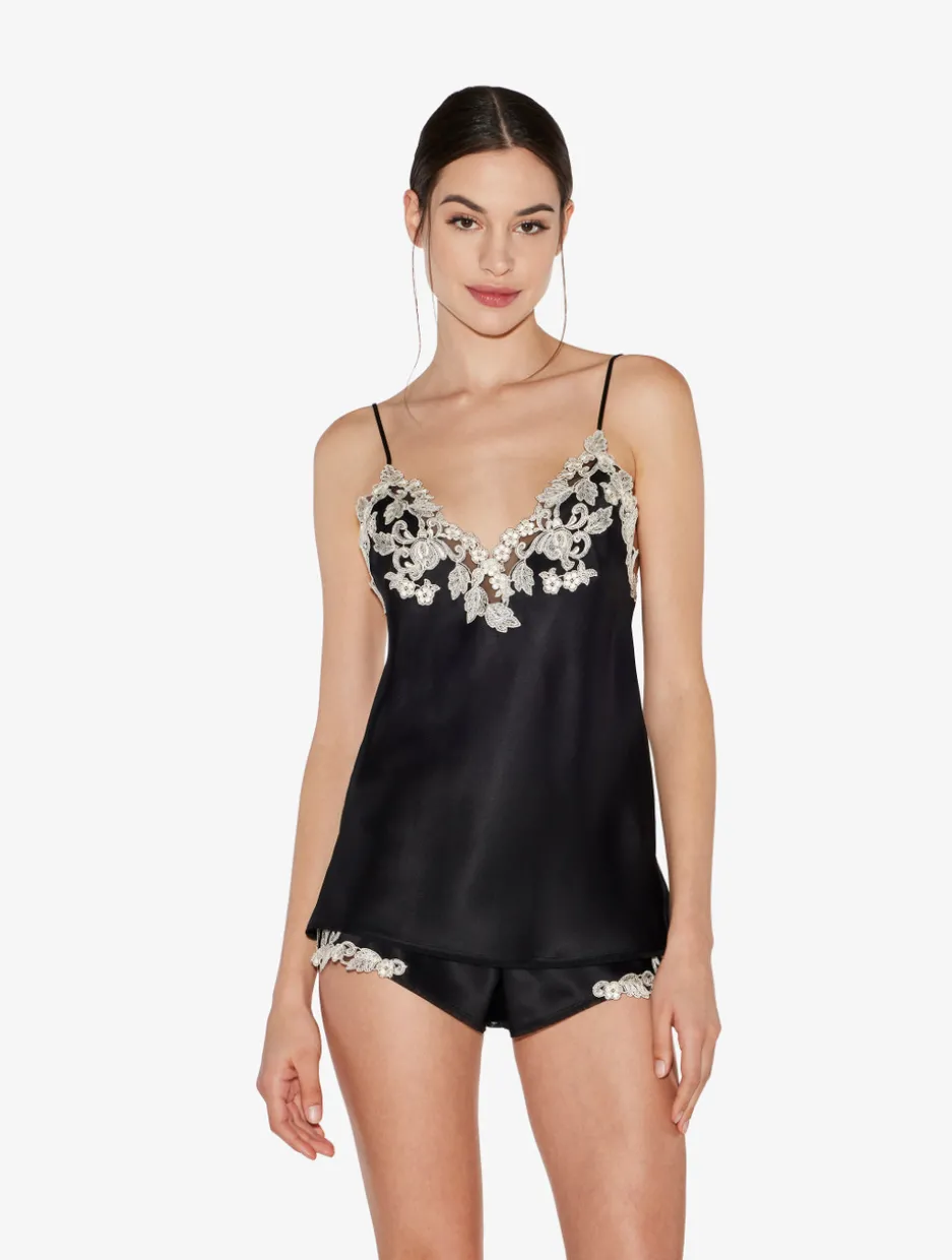 Black Silk Camisole With Frastaglio