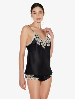 Black Silk Camisole With Frastaglio