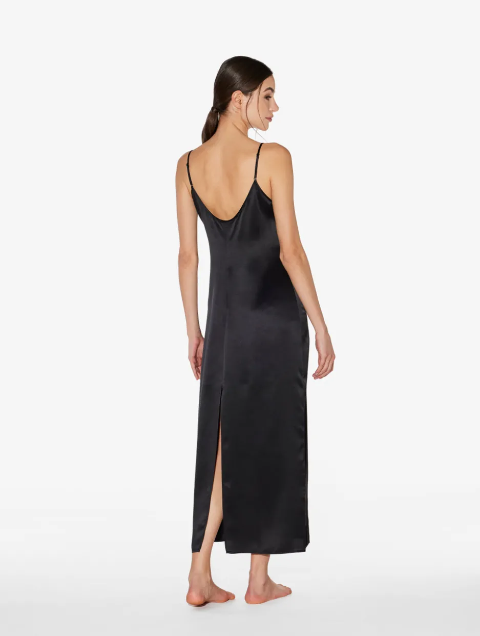 Black Silk Long Slip