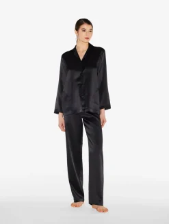Black Silk Pajama Set