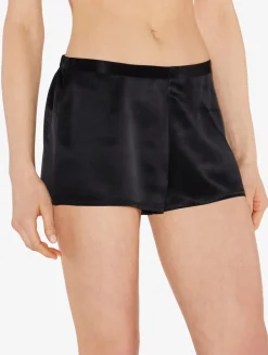 Black Silk Pajama Shorts